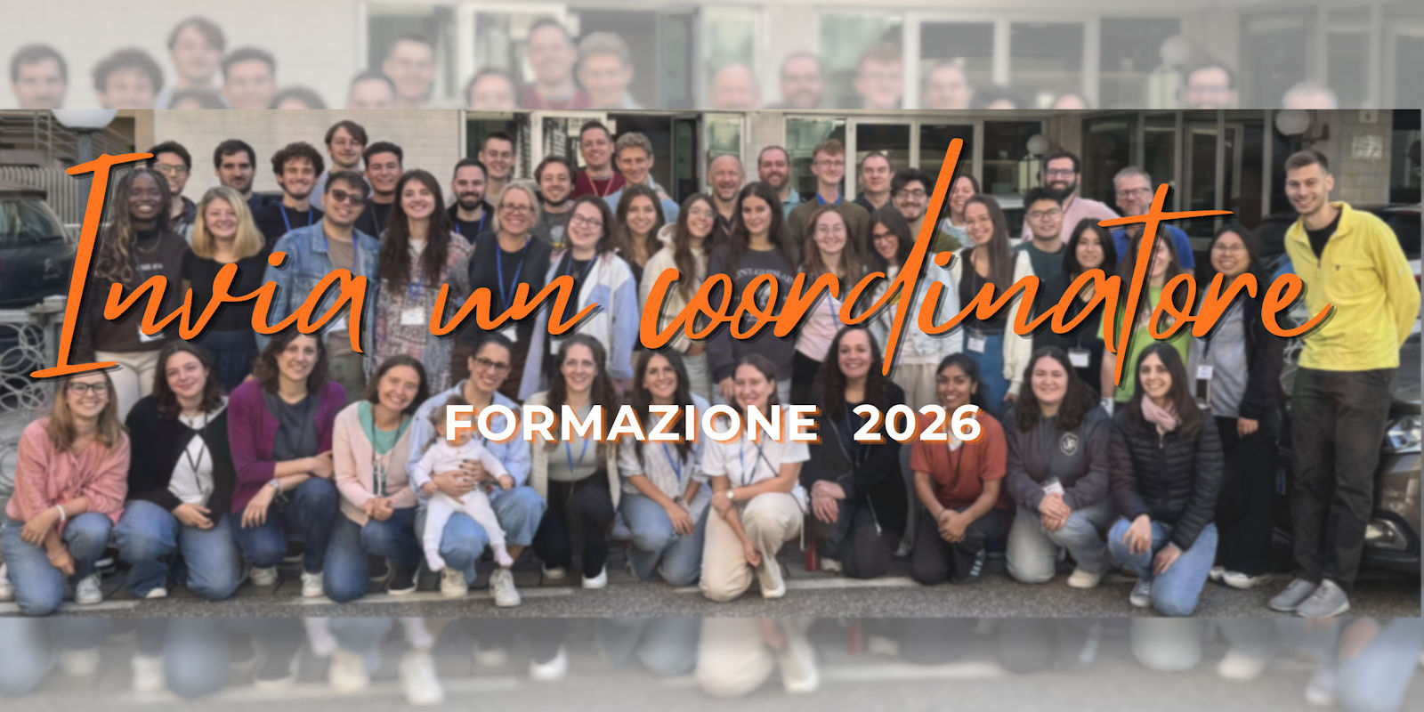 Foto di studenti coordinatori con la scritta Invia un coordinatore alla Formazione 2026